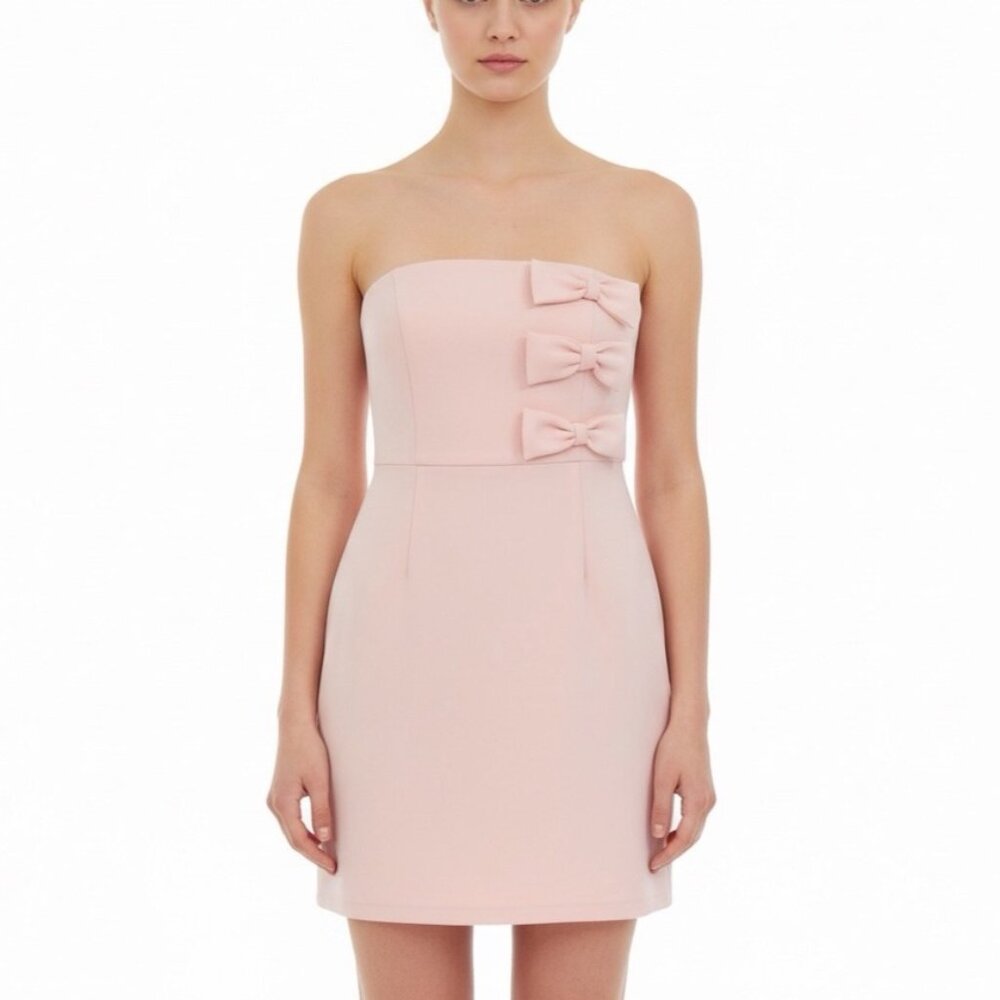 Aqua Womens Pink Polyester Strapless Mini Dress With Bow Accents Size S